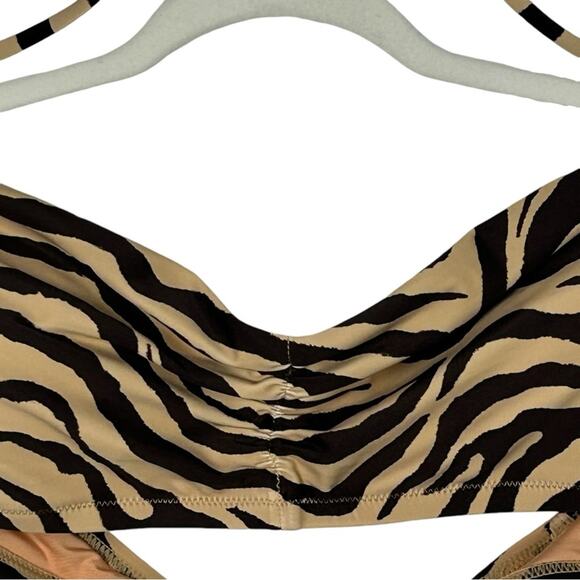 J. Crew NWT Bandeau Bikini Swim Top in Zebra Stripe Beige Brown Size 3X - Picture 6 of 13